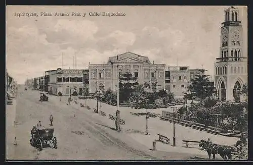 AK Iquique, Plaza Arturo Prat y Calle Baquedano