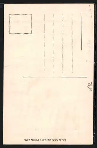 AK Podgora bei Görz, Soldat auf einer Strasse des zerstörten Ortes