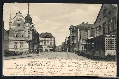 AK Buxtehude, Strassenpartie am Geesttor mit Geschäften
