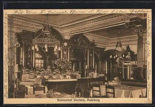 AK Hamburg, Restaurant Siechen, Innenansicht