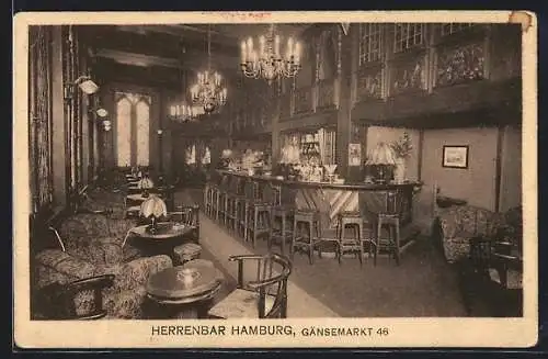 AK Hamburg-Neustadt, Cafe Herrenbar, Gänsemarkt 46, Innenansicht