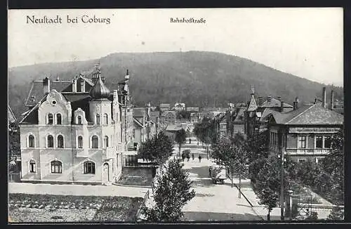AK Neustadt / Coburg, Sicht über die Bahnhofstrasse
