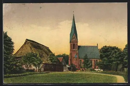 AK Ramelsloh /Lüneburger Heide, Blick auf die Stiftskirche