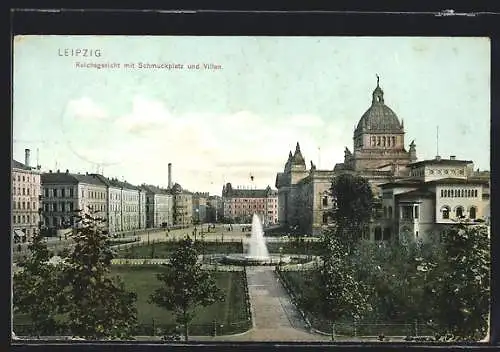 AK Leipzig, Reichsgericht mit Schmuckplatz & Villen