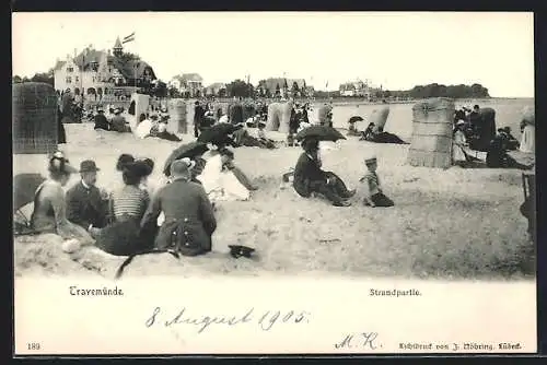 AK Travemünde, Strandpartie bei Dämmerung