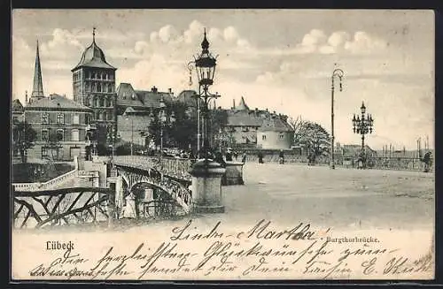 AK Lübeck, Blick auf die Burgthorbrücke