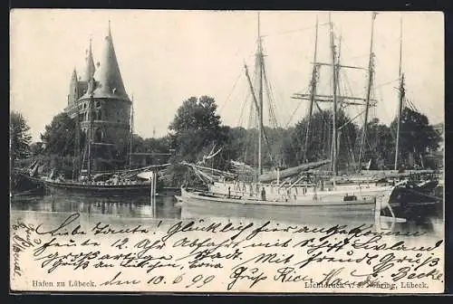 AK Lübeck, Segelschiffe am Anleger
