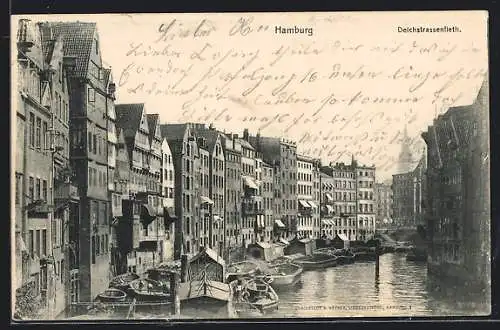 AK Alt-Hamburg, Deichstrassenfleth mit Booten
