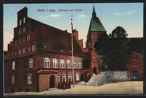 AK Mölln i. Lbg., Rathaus und Kirche