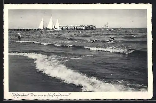 AK Timmendorferstrand, Ostseebad, Strand mit Badenden