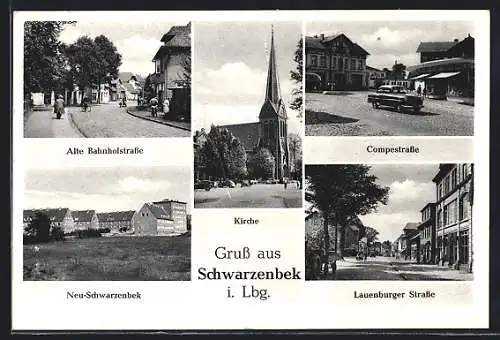 AK Schwarzenbek i. Lbg., Kirche, Alte Bahnhofstrasse, Neu-Schwarzenbek