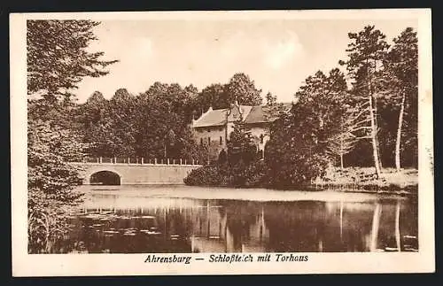 AK Ahrensburg / Holstein, Schlossteich mit Torhaus