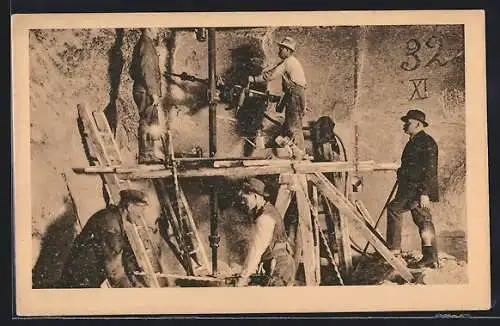 AK Wieliczka, Schrämmmaschine bei der Arbeit in der Grube des Salzbergwerks