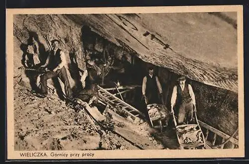 AK Wieliczka, Górnicy przy pracy, Arbeiter im Salzbergwerk