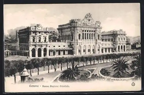 AK Genova, Nuova Stazione Orientale, Blick zum Bahnhofsgebäude