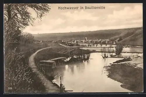 AK Bouillonville, Ortspartie bei Hochwasser