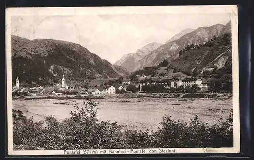 AK Pontafel, Teilansicht mit Bahnhof