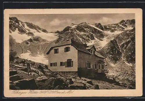 AK Tübinger Hütte, Berghütte mit Panorama