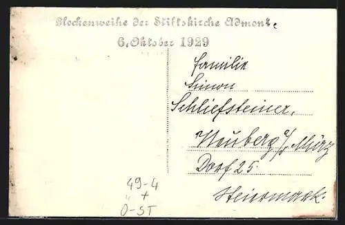 AK Admont, Glockenweihe der Stiftskirche am 6.10.1929
