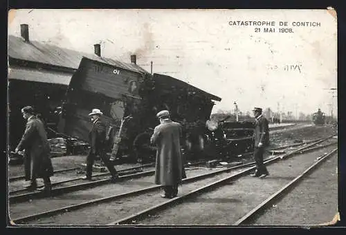 AK Contich, Eisenbahnkatastrophe 21. Mai 1908