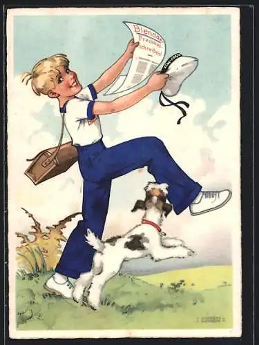 Künstler-AK Ilse Wende-Lungershausen: Blendax-Max wirbt für das Blendax-Preisausschreiben