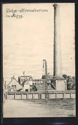 Künstler-AK Missy, Läuse-Krematorium