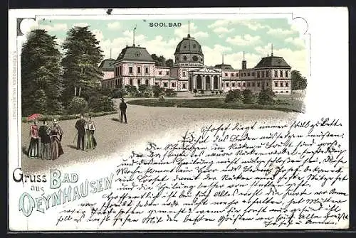 Lithographie Bad Oeynhausen, Soolbad mit Anlagen