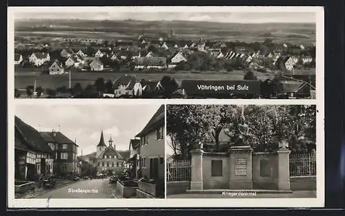 AK Vöhringen / Württ., Strassenansicht, Kriegerdenkmal, Ortspanorama