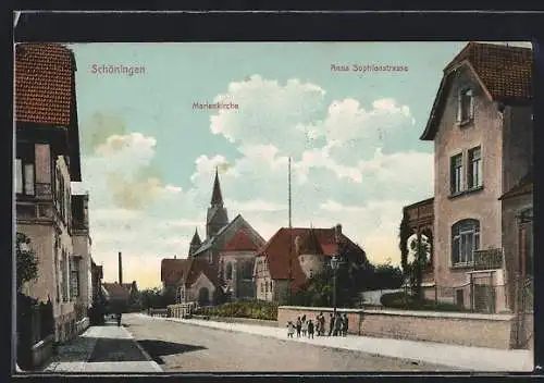AK Schöningen, Anna Sophienstrasse, Marienkirche
