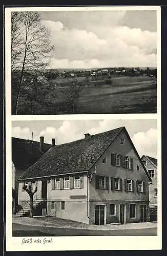 AK Grab /Kr. Backnang, Gasthaus u. Metzgerei z. Rössle