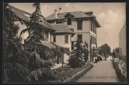 AK Neuchatel, Hotel Villabelle im Sonnenschein