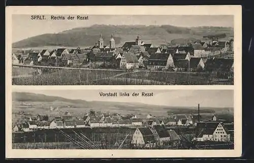 AK Spalt, Ortsansicht rechts der Rezat, Vorstadt links der Rezat