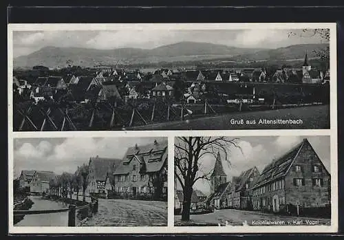 AK Altensittenbach, Kolonialwaren von Karl Vogel, Häuserpartie, Panorama