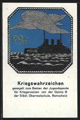 AK Remscheid, Kriegswahrzeichen Möwe, genagelt zum Besten der Jugendspende für Kriegerwaisen, Kriegshilfe