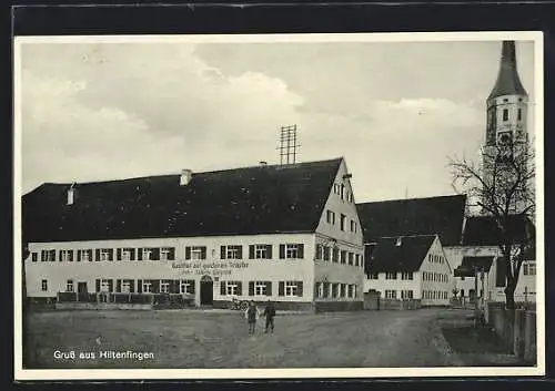 AK Hiltenfingen, Gasthof zur goldenen Traube und Kirche