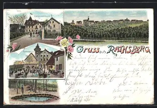 Lithographie Rathsberg, Hotel zur schönen Aussicht, Panorama