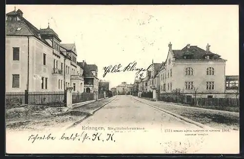 AK Erlangen, Sieglitzhofer Strasse mit Wohnhäusern