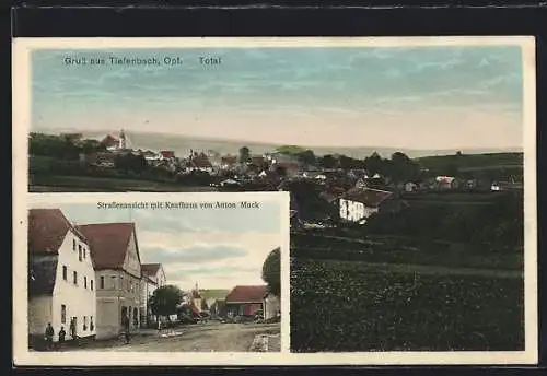 AK Tiefenbach /Opf., Strassenpartie mit Kaufhaus Anton Muck, Totalansicht