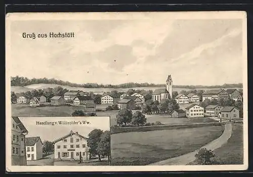 Künstler-AK sign. Hans Pernat: Hochstätt / Inn, Handlung v. Williroiders Ww., Gesamtansicht