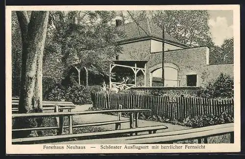 AK Hühnerfeld a. d. Saar, Gaststätte Forsthaus Neuhaus mit Garten