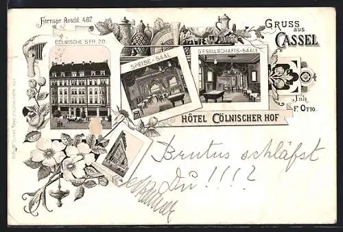 Lithographie Cassel, Hotel Cölnischer Hof, Inh. F. Otto, Cölnische Strasse 28