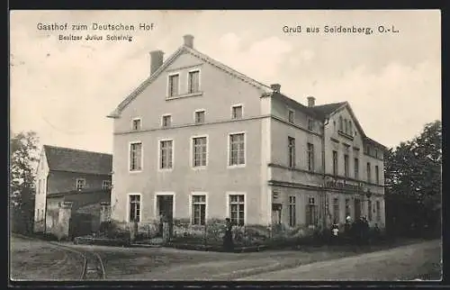 AK Seidenberg /O.-L., Gasthof zum Deutschen Hof, Bes. Julius Scheinig