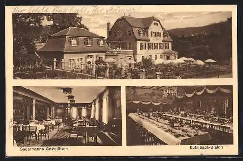 AK Kulmbach-Blaich, Sauermann`s Gasthaus, Aussen- u. Innenansichten