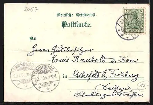 Lithographie Reinbek, Gasthaus Zur Harmonie v. W. Wiesemann, Ortsansicht