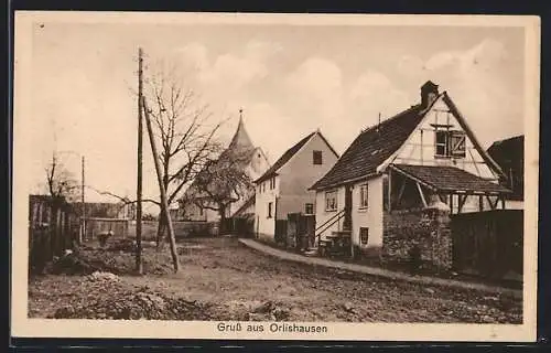 AK Orlishausen, Strassenpartie mit Wohnhäuser