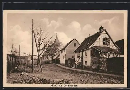 AK Orlishausen, Strassenpartie mit Wohnhäuser