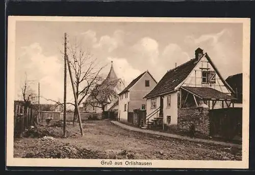 AK Orlishausen, Strassenpartie mit Wohnhäuser