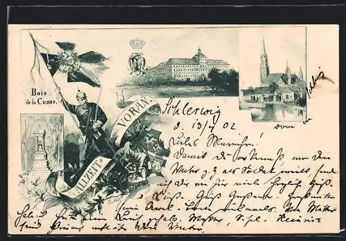 AK Schleswig, Schloss, Kirche, Denkmal, Soldat des Regiments Bois de la Cusse
