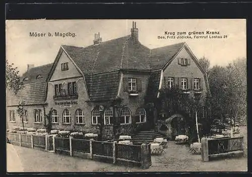 AK Möser / Magdeburg, Krug zum grünen Kranze