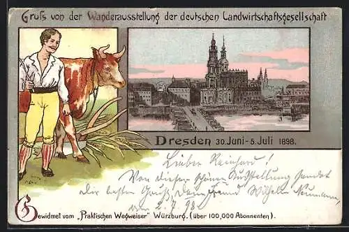 Lithographie Dresden, Wanderausstellung der dt. Landwirtschaftsgesellschaft 1898